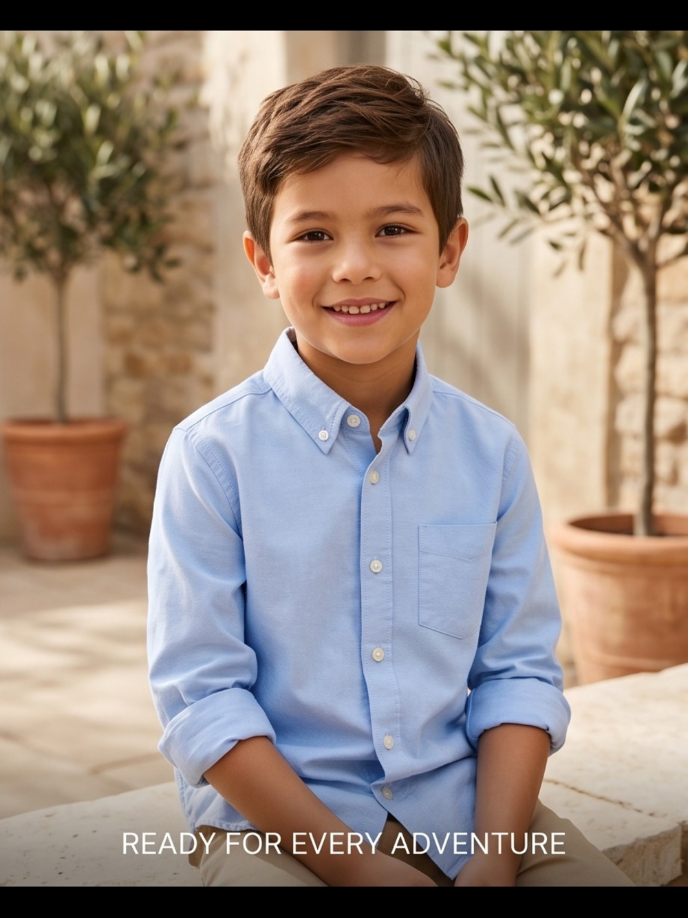 H&M Light Blue Button-Down Shirt for Boys, Size 10/11
